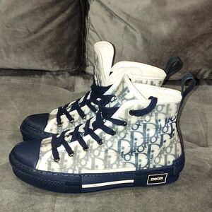 DIOR B23 LEAGUE HIGH-TOP SNEAKERSWHITE AND BLUE DIOR OBLIQUE CANVAS SIZE 39/8 8½